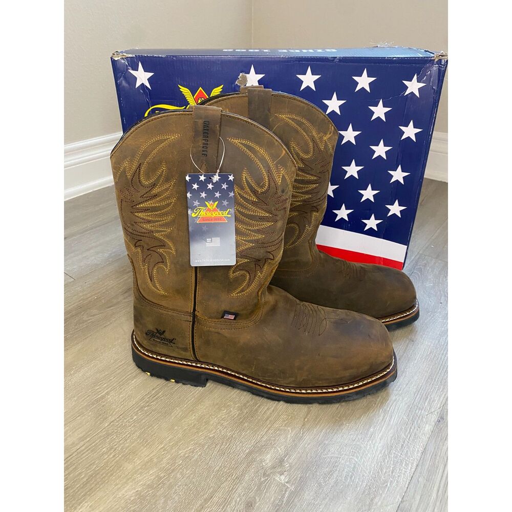 Thorogood Western Work 814-4337 Waterproof Crazy Horse Square Toe Boots Men’s 14